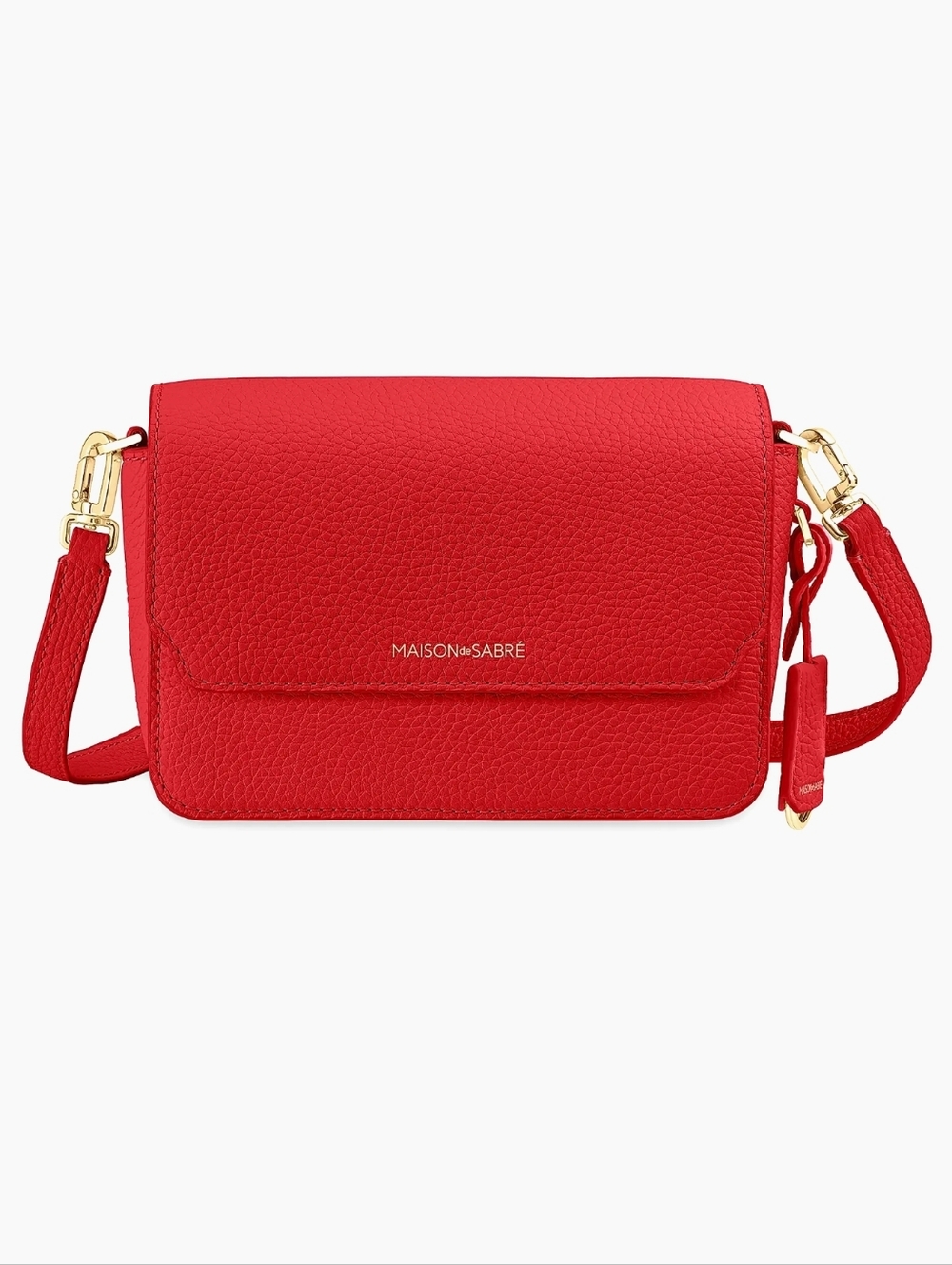 Maison de Sabre Mini Leather Crossbody Shoulder Flap Bag Pomegranate RED